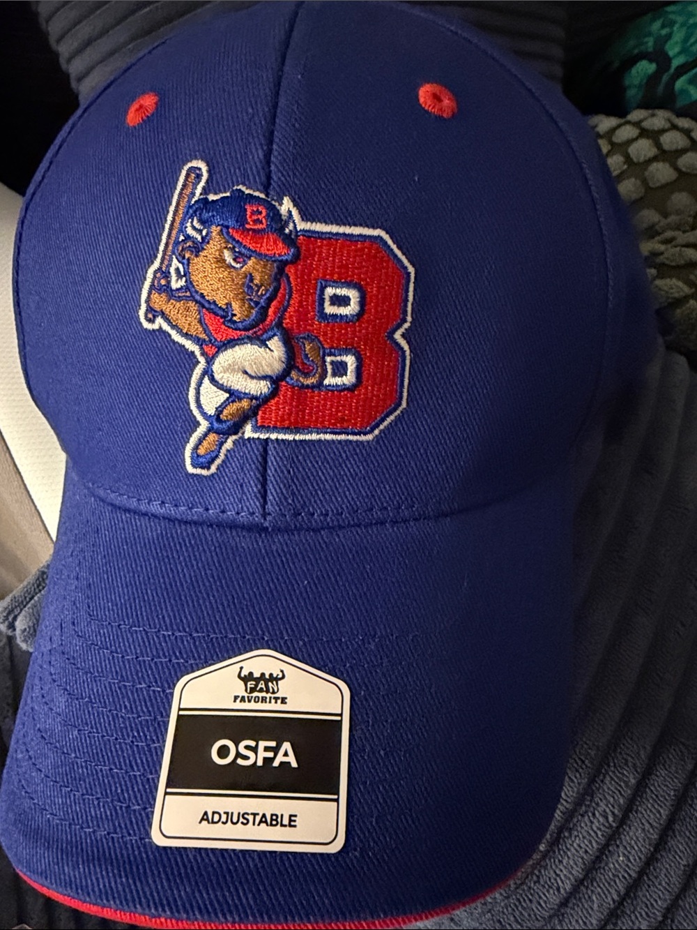 Buffalo Bisons Blue Baseball Cap with Red Accent & Embroidered Mascot